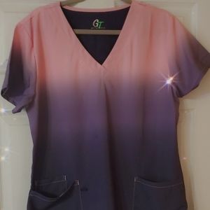 ombre pink scrub top Large NWT